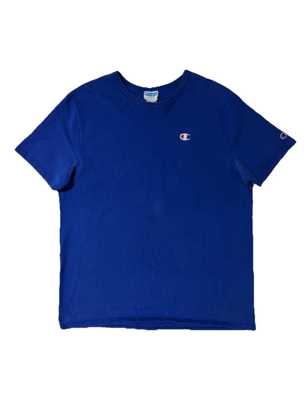 VTG Champion Men’s Blue T-Shirt Thick Cotton - Size XL